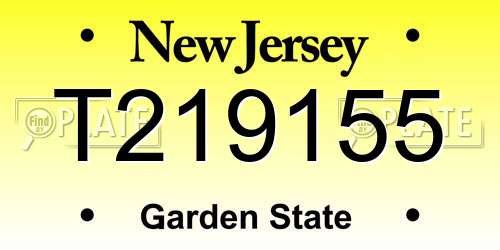 T219155 New Jersey License Plate