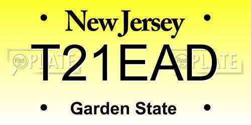 T21EAD New Jersey License Plate