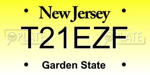 T21EZF New Jersey License Plate
