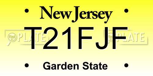 T21FJF New Jersey License Plate