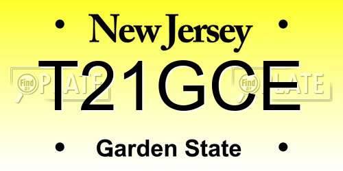 T21GCE New Jersey License Plate