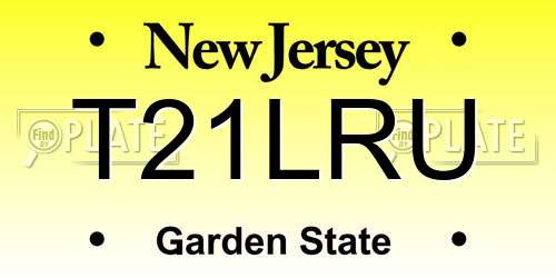 T21LRU New Jersey License Plate