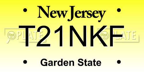 T21NKF New Jersey License Plate