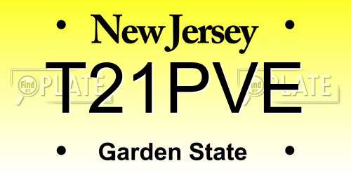 T21PVE New Jersey License Plate
