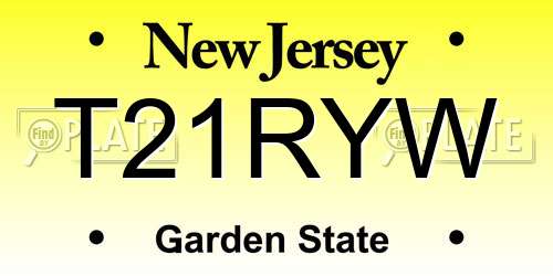 T21RYW New Jersey License Plate
