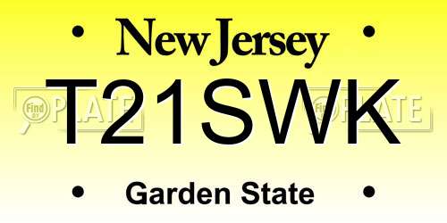 T21SWK New Jersey License Plate
