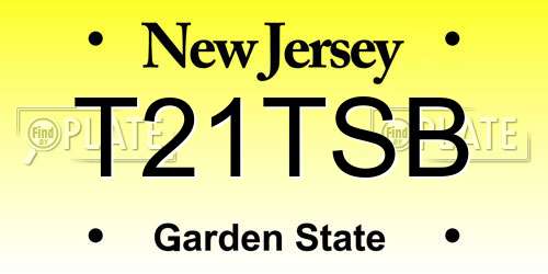 T21TSB New Jersey License Plate