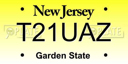 T21UAZ New Jersey License Plate