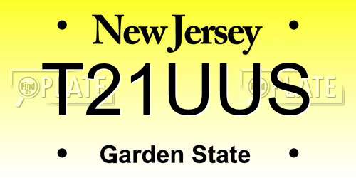 T21UUS New Jersey License Plate