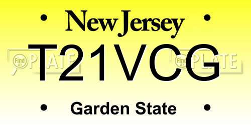 T21VCG New Jersey License Plate