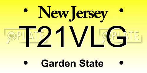 T21VLG New Jersey License Plate