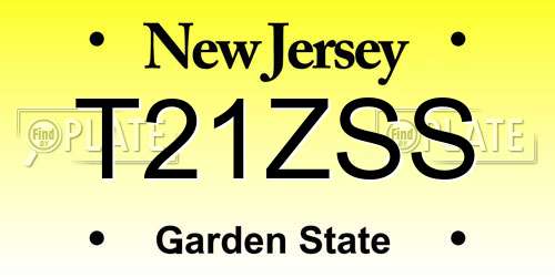 T21ZSS New Jersey License Plate