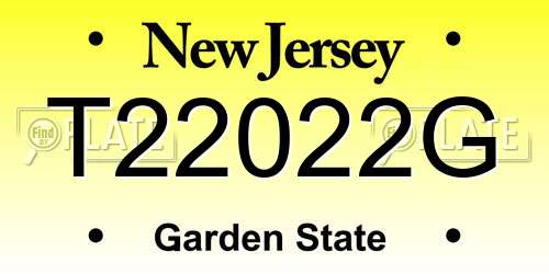 T22022G New Jersey License Plate