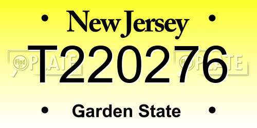 T220276 New Jersey License Plate