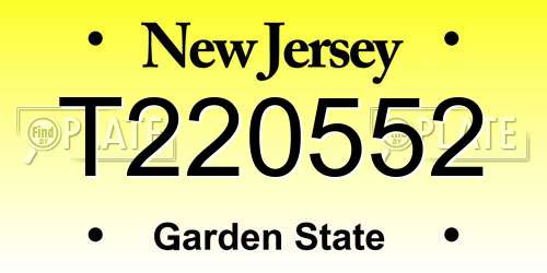 T220552 New Jersey License Plate