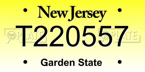 T220557 New Jersey License Plate