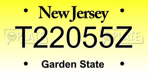 T22055Z New Jersey License Plate