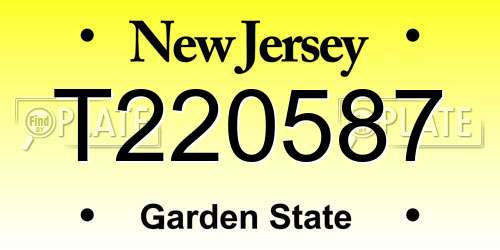 T220587 New Jersey License Plate