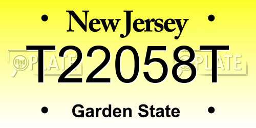 T22058T New Jersey License Plate