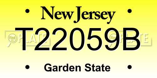 T22059B New Jersey License Plate