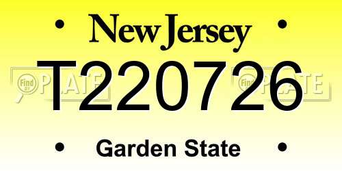T220726 New Jersey License Plate