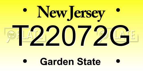 T22072G New Jersey License Plate