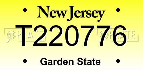 T220776 New Jersey License Plate