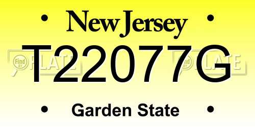 T22077G New Jersey License Plate