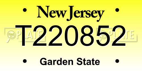 T220852 New Jersey License Plate