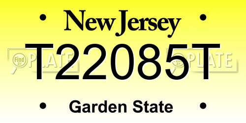 T22085T New Jersey License Plate