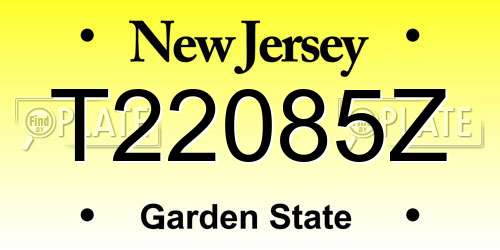 T22085Z New Jersey License Plate