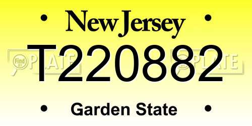 T220882 New Jersey License Plate