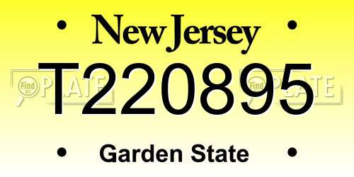 T220895 New Jersey License Plate