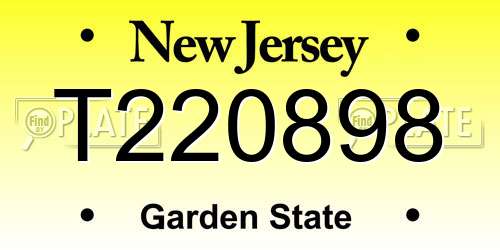 T220898 New Jersey License Plate