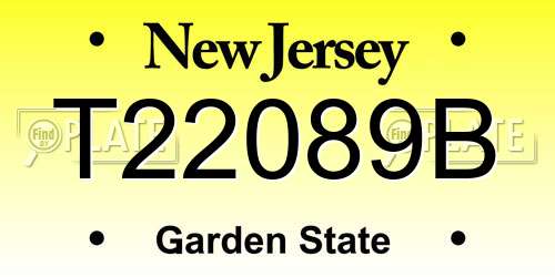 T22089B New Jersey License Plate