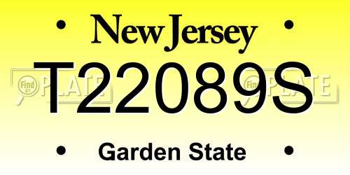 T22089S New Jersey License Plate