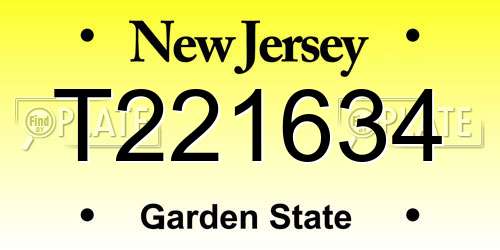 T221634 New Jersey License Plate