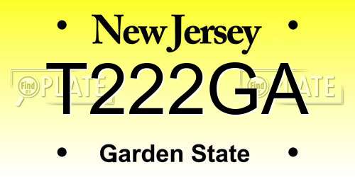 T222GA New Jersey License Plate