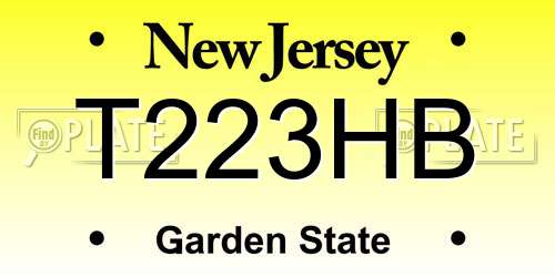 T223HB New Jersey License Plate