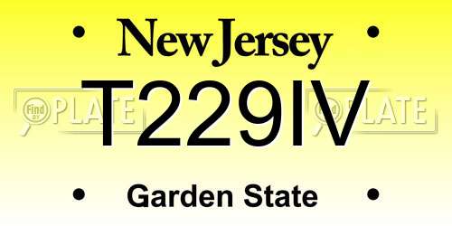 T229IV New Jersey License Plate