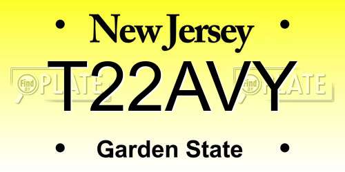 T22AVY New Jersey License Plate