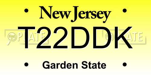 T22DDK New Jersey License Plate