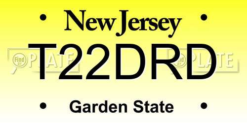 T22DRD New Jersey License Plate