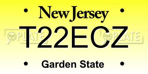 T22ECZ New Jersey License Plate