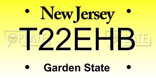 T22EHB New Jersey License Plate