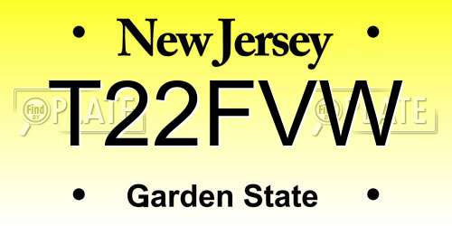 T22FVW New Jersey License Plate