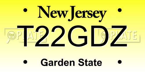 T22GDZ New Jersey License Plate