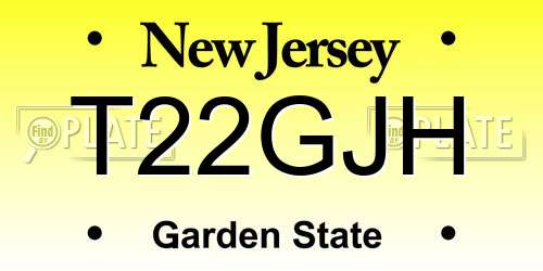 T22GJH New Jersey License Plate