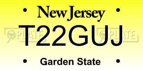 T22GUJ New Jersey License Plate