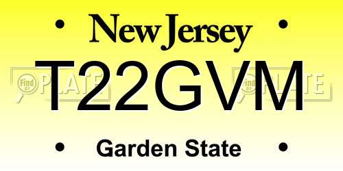 T22GVM New Jersey License Plate